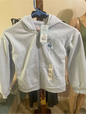 Children's Light Blue Teddy Bear Zip Hoodie